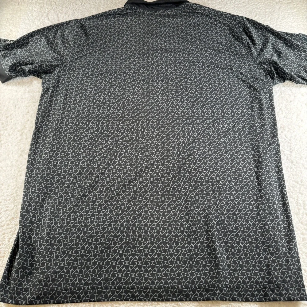Waggle Golf Polo Shirt Short Sleeve Black Fishing Hook Print Stretch Men 2XL XXL - Picture 6 of 8